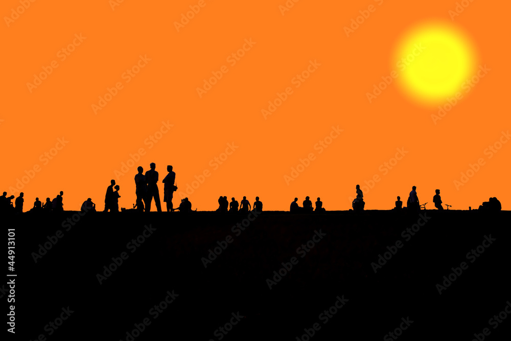 people in the sunset