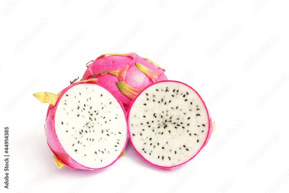 fresh dragon fruit isolated on white background fresh dragon fruit isolated on white background