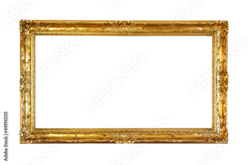 Retro old gold frame, isolated