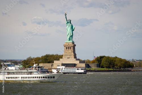 Tourists flocking to the Statue of Liberty, NY