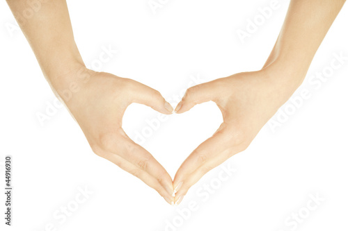 The form of heart shaped by female hands