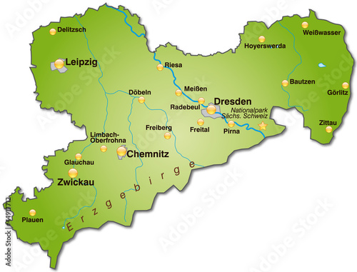 Übersichtskarte von Sachsen