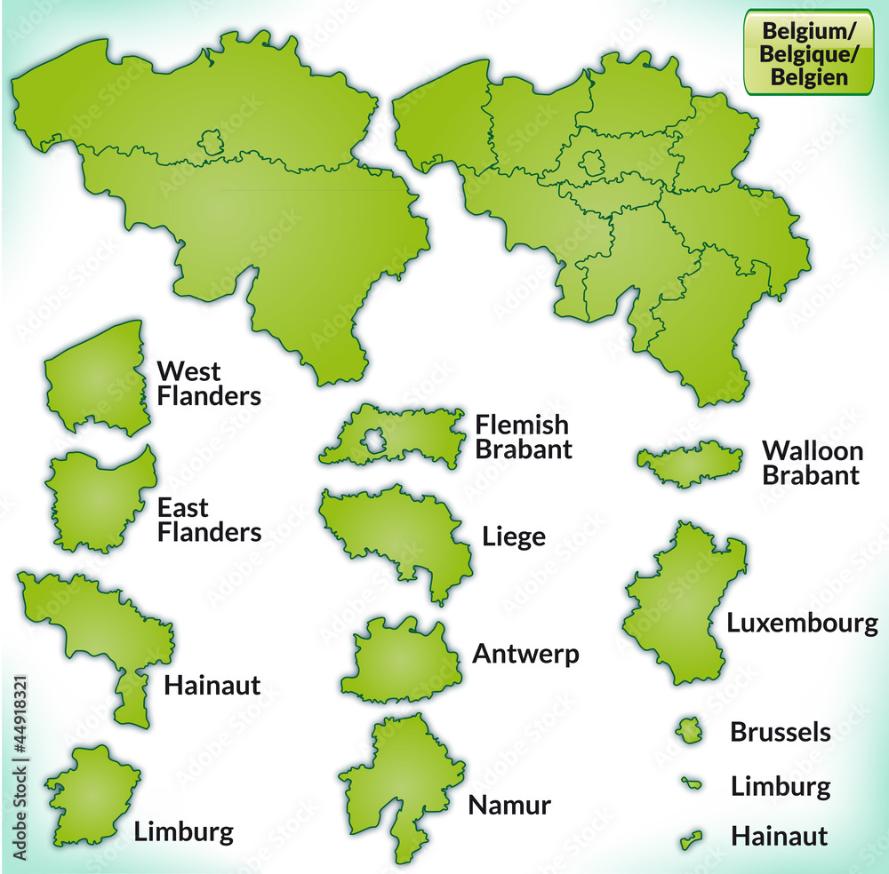 Übersichtskarte von Belgien mit Ländern