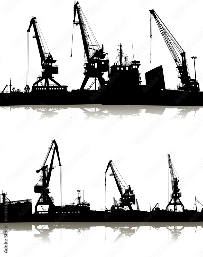 Naklejka premium Silhouette of two ports