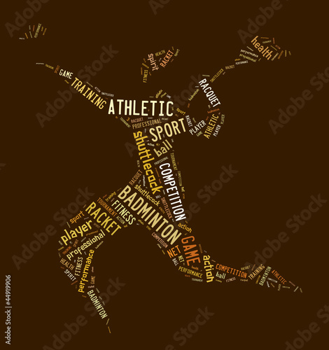 badminton player pictogram on brown background