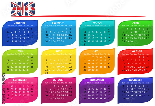 calendar v1 2013 from sunday to saturday