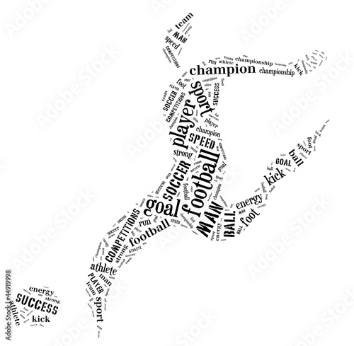 football player pictogram with black color words on white backgr
