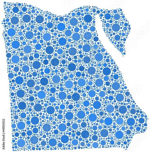 Map of the Egypt - Africa - in a mosaic of blue circles
