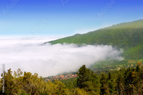 Orotava valley with sea of clouds in Tenerife mountain