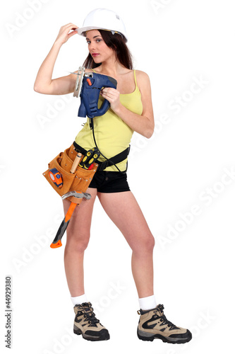 Sexy female carpenter photo