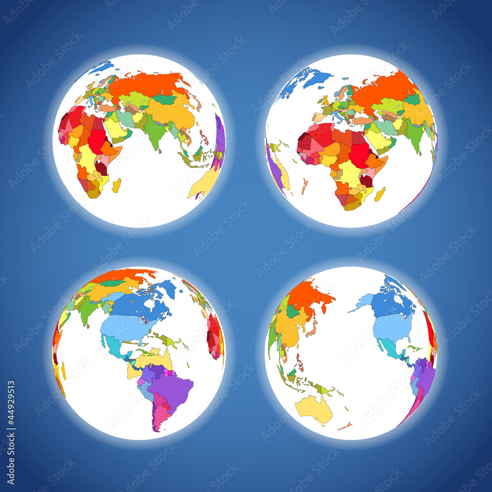 Naklejka premium Earth map colorful scheme collection