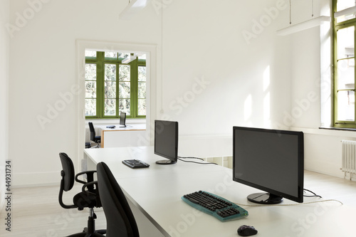 interior  office with furniture white