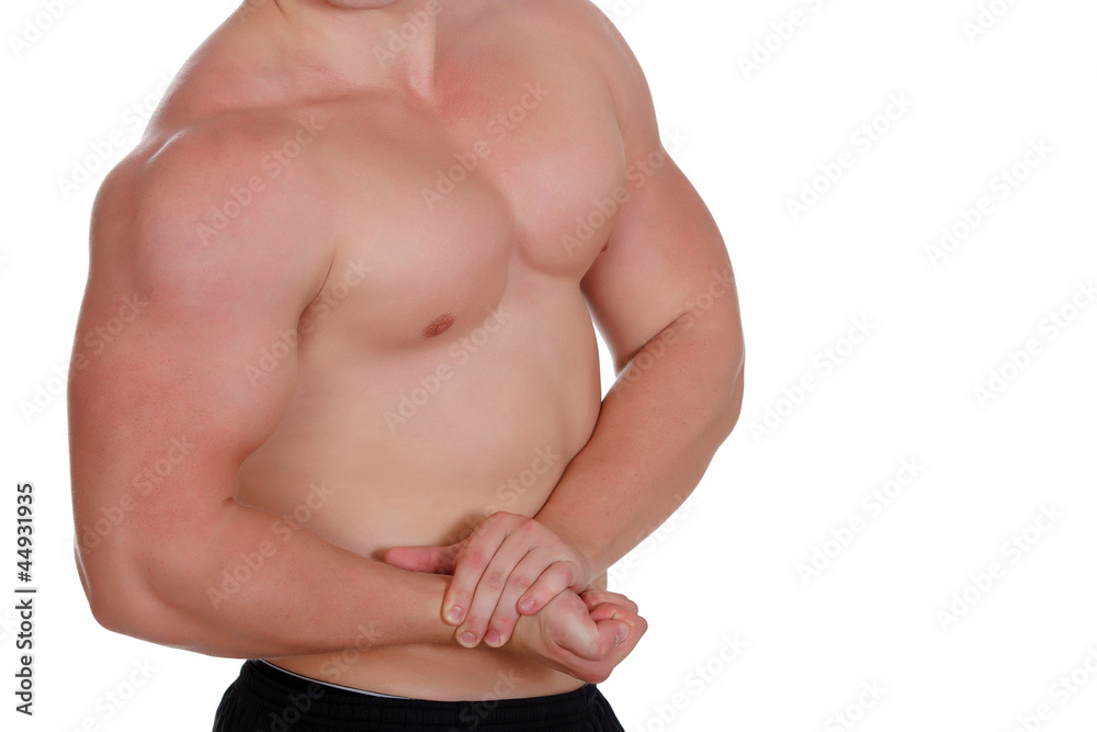Young muscular man over white background Young muscular man over white background