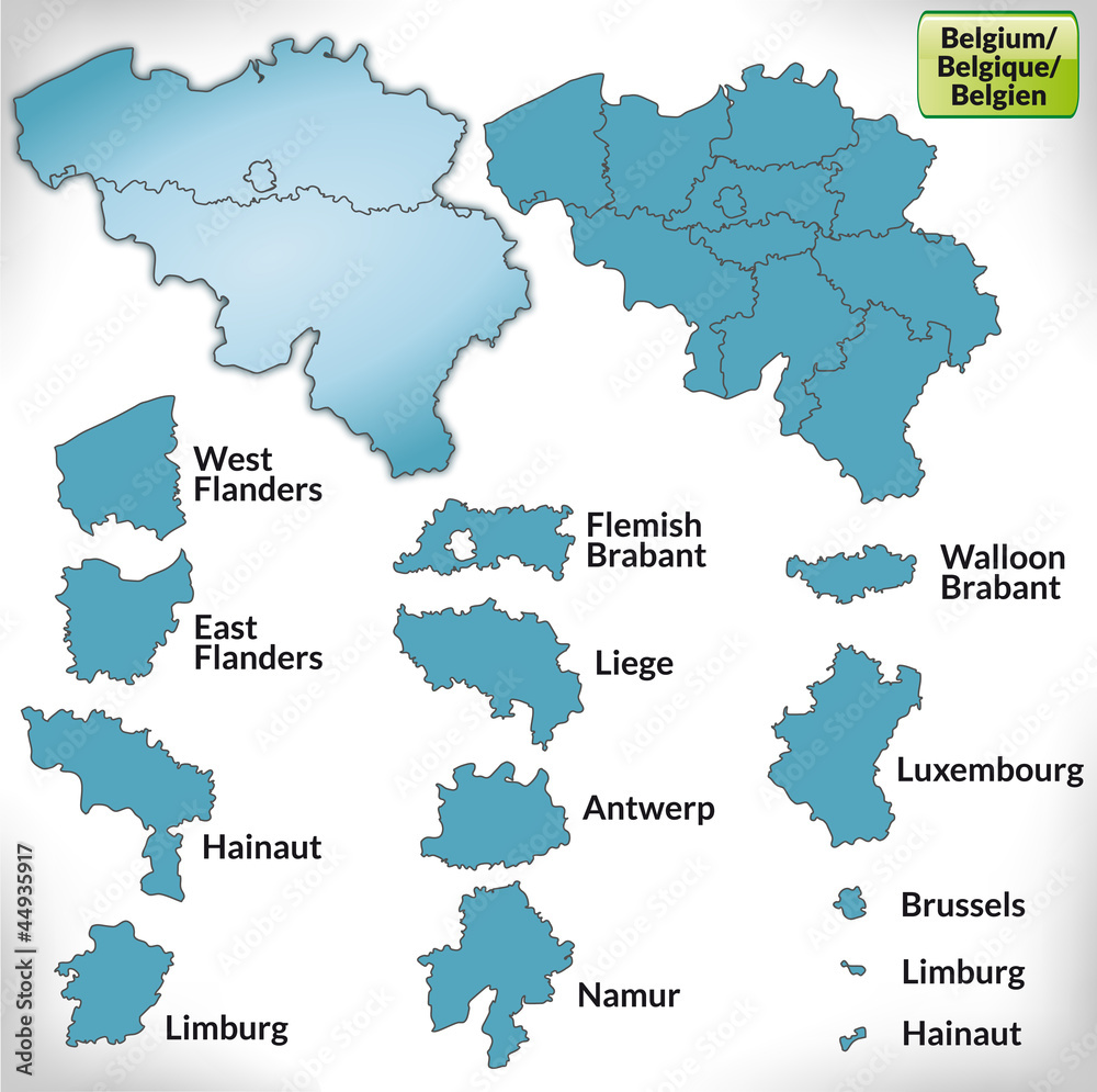 Übersicht von Belgien mit Grenzen
