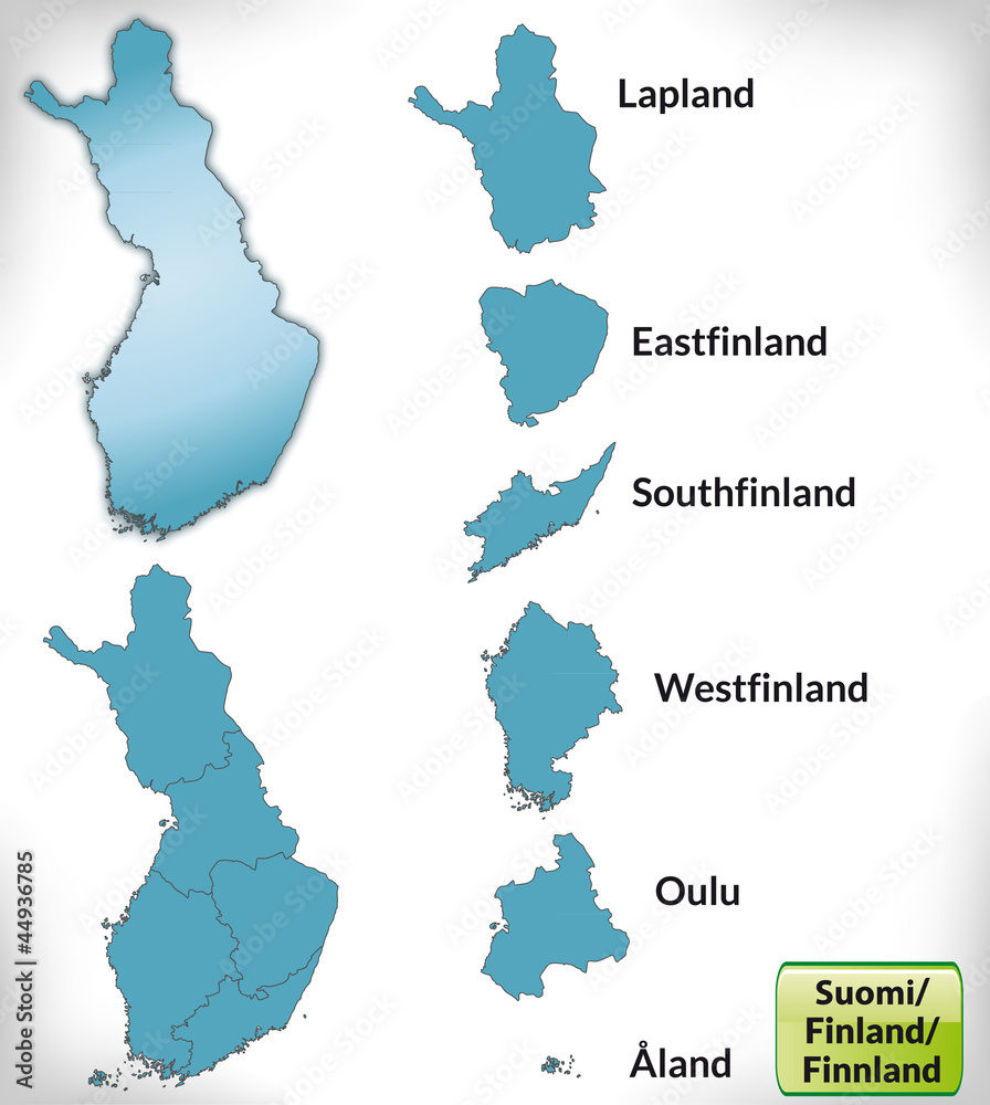 Finnland als Übersicht mit Grenzen