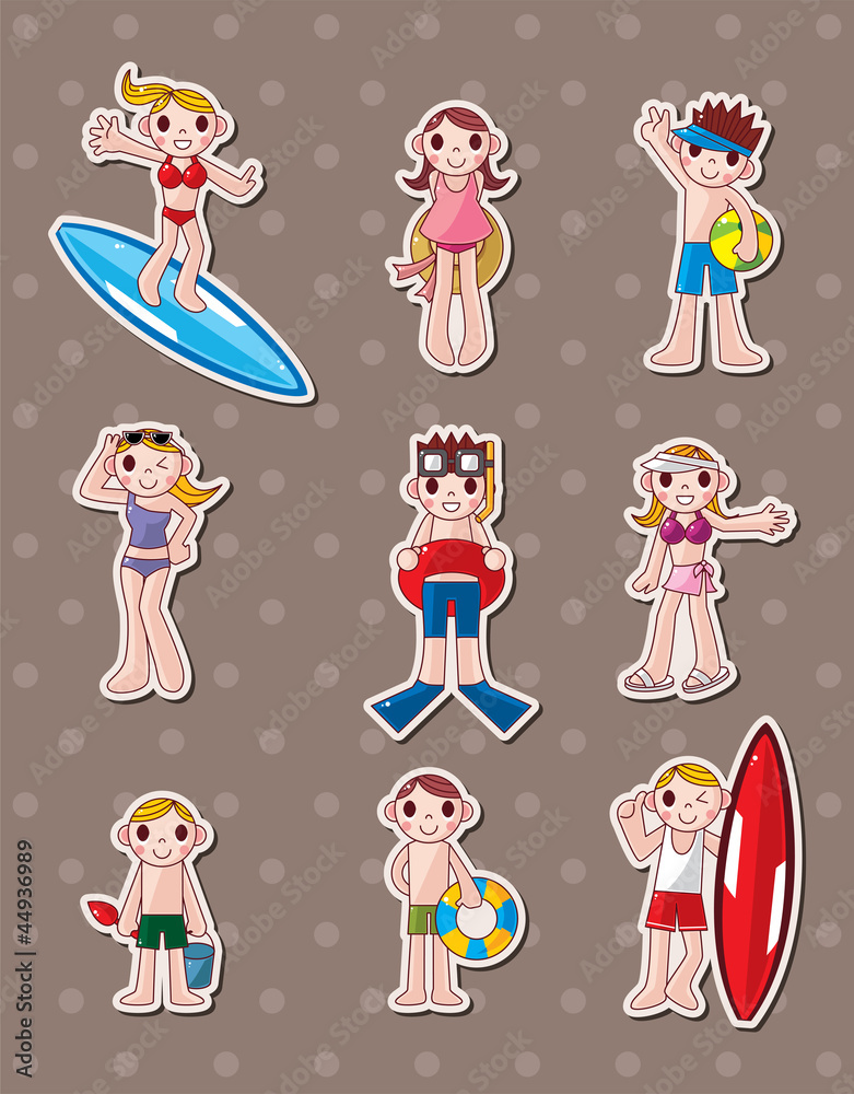 cartoon summer people stickers