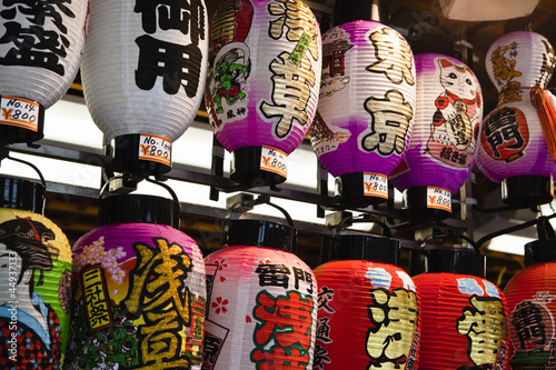 tokyo: japanese paper lanterns sold at street market