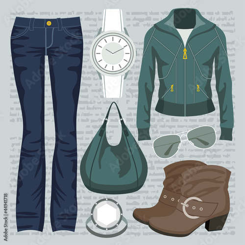 Fashion set with jeans and a jacket