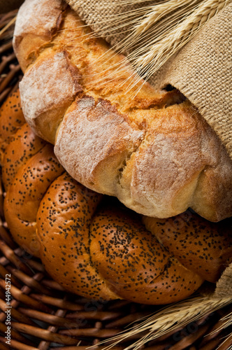Fresh tasty bread (kalatches) close up
