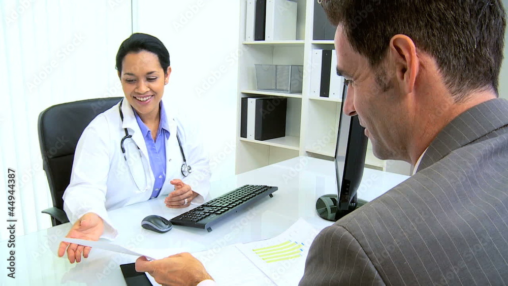 Hispanic Doctor Meeting Business Advisor Hispanic Doctor Meeting Business Advisor