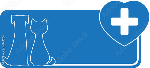 veterinary visiting card with dog, cat and heart