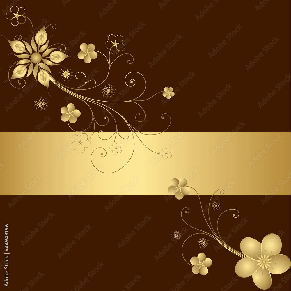 Illustration gold floral greeting