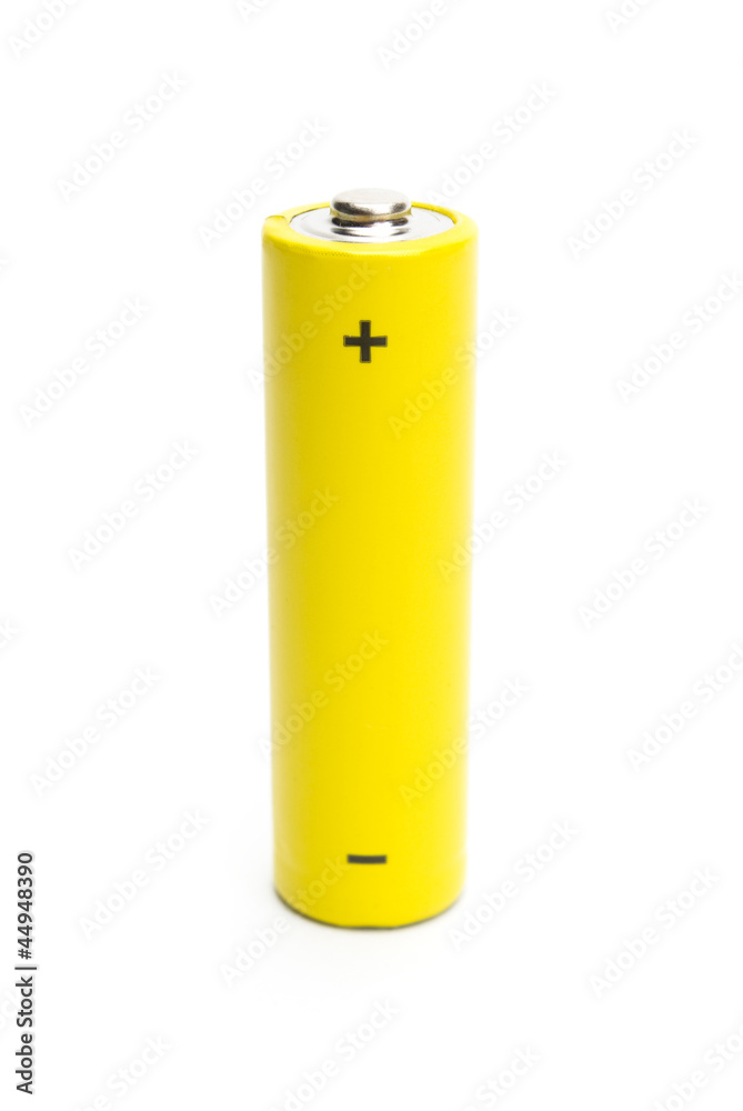 yellow alkaline batteries isolated on white background yellow alkaline batteries isolated on white background
