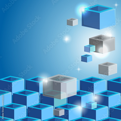 Background with blue empty cubes