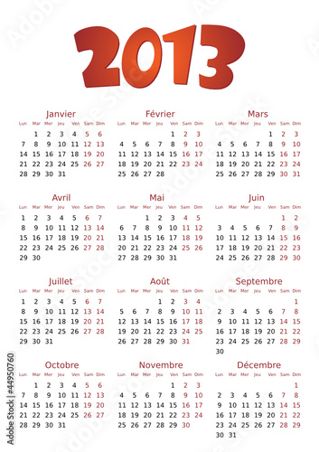 Calendrier 2013 simple - facilement éditable