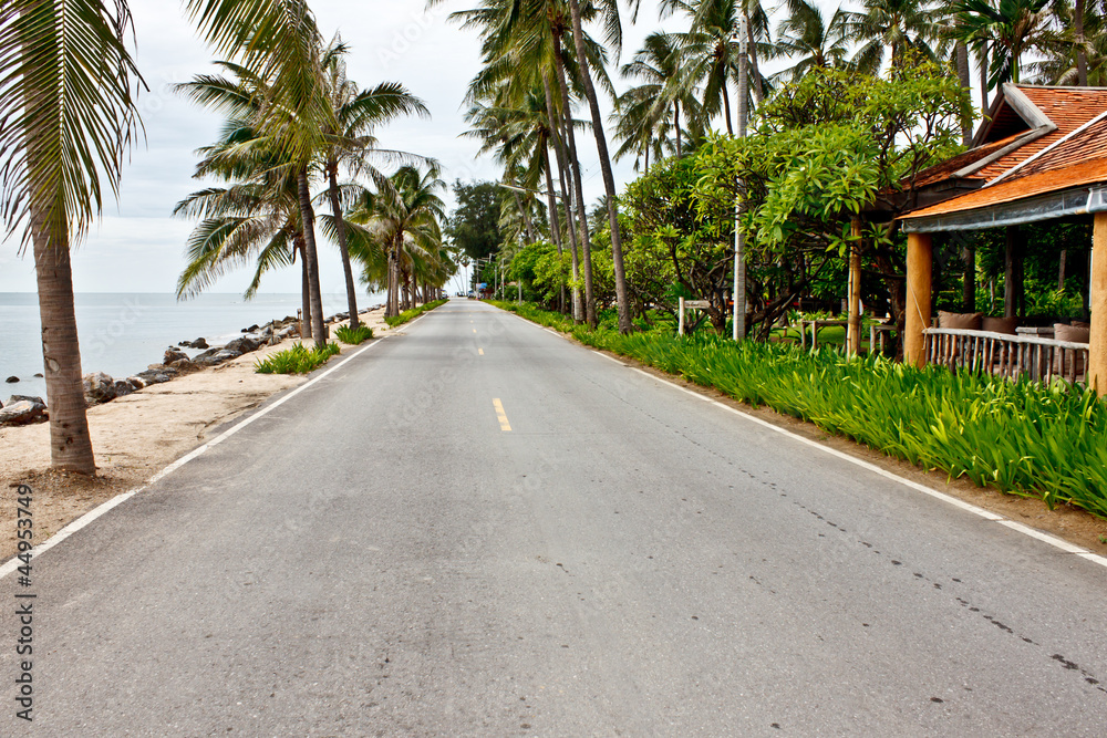 local road beside the beach in Thailand