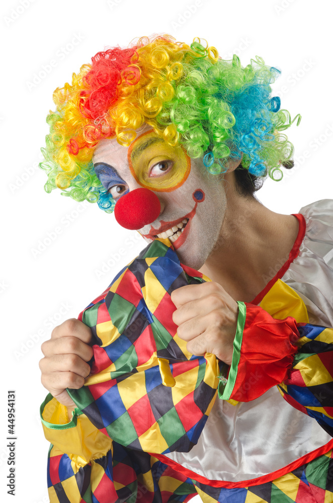 Funny clown on the white