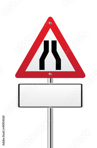 Road narrows sign