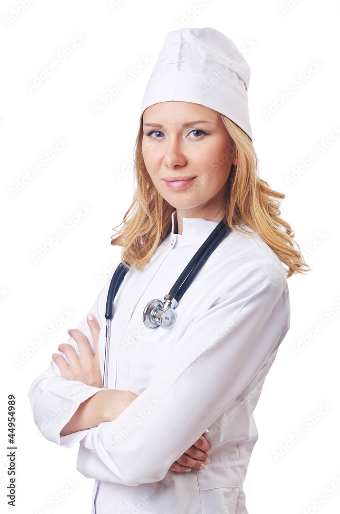 Attrative woman doctor isolated on white Attrative woman doctor isolated on white