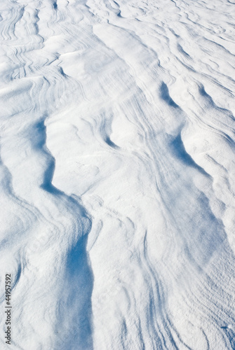 A blizzard. Snow plain blown by a wind