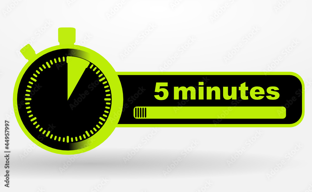 icône 5 minutes sur chronomêtre vert et noir