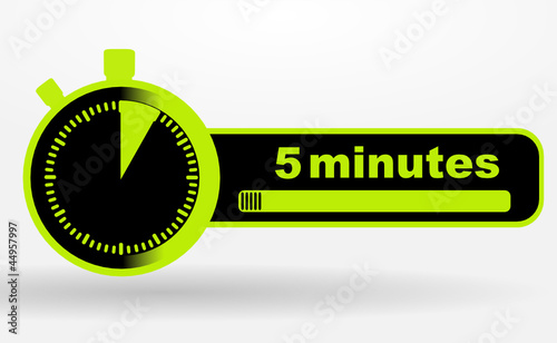 icône 5 minutes sur chronomêtre vert et noir