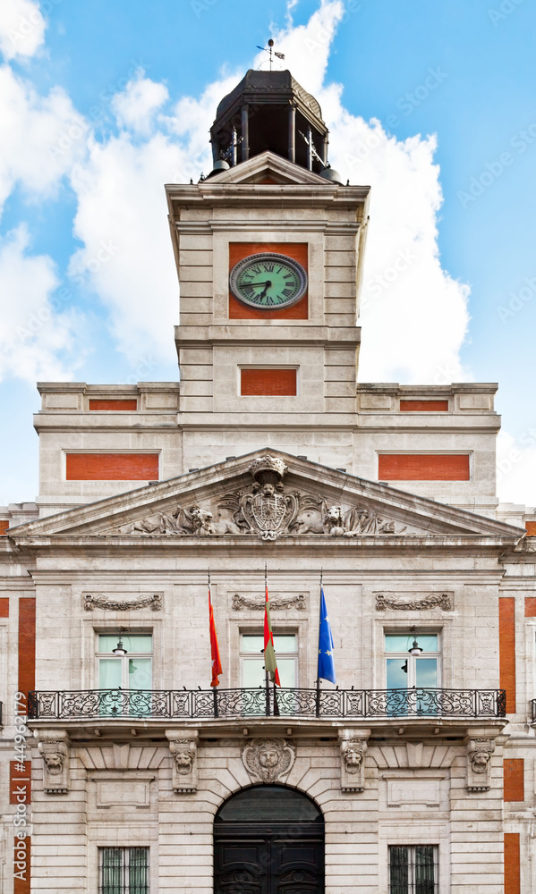 Real Casa de Correos Facade in Puerta del Sol, Madrid Stock Photo ...