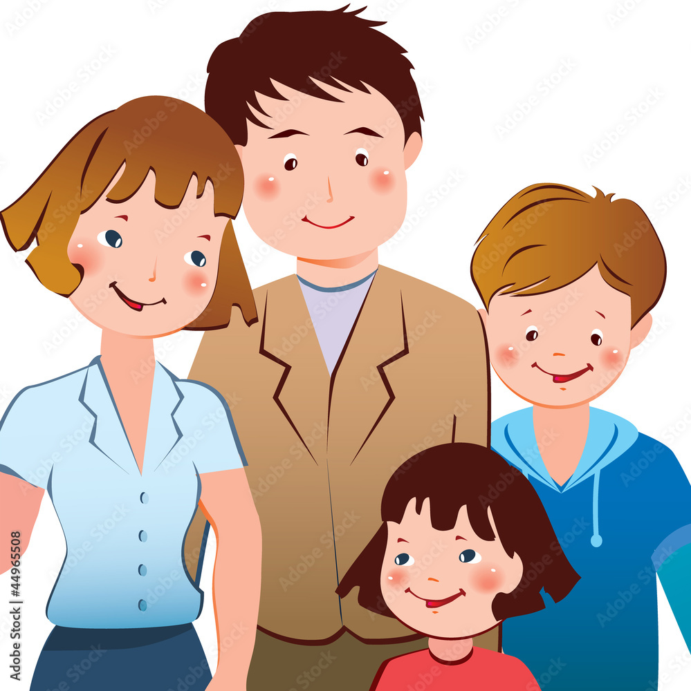 Happy family. Vector art-illustration on a white background. Happy family. Vector art-illustration on a white background.