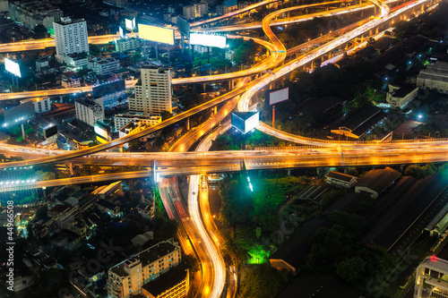 Photography Highest Aerial view of Bangkok Highway Cityscape