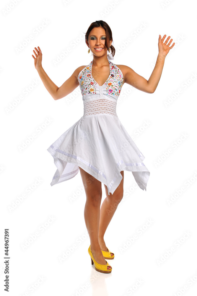 Young Hispanic Woman Dancing