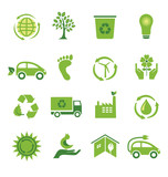 Set of 16 green icons