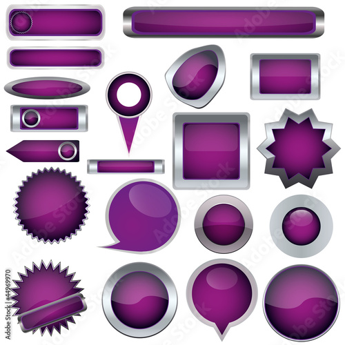 Set of purple buttons