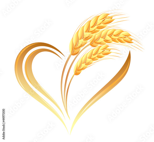 Abstract wheat ears icon with heart element