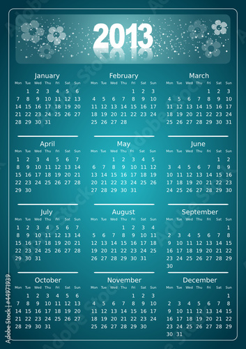 simple editable vector calendar 2013