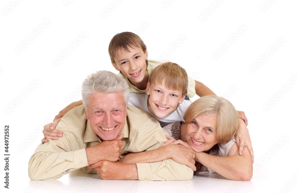 Grandparents with their amusing grandchildren