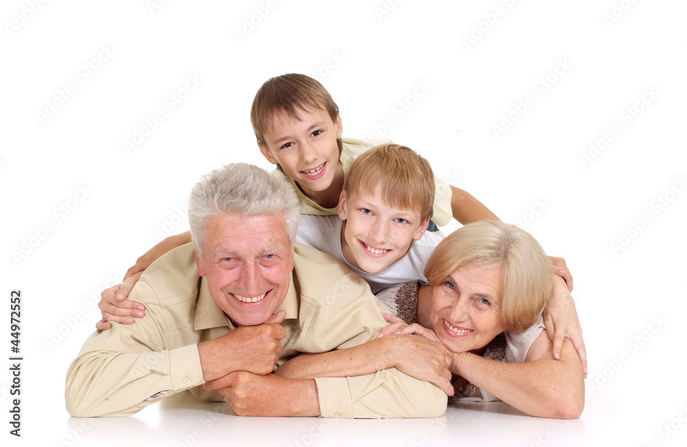 Grandparents with their amusing grandchildren Grandparents with their amusing grandchildren