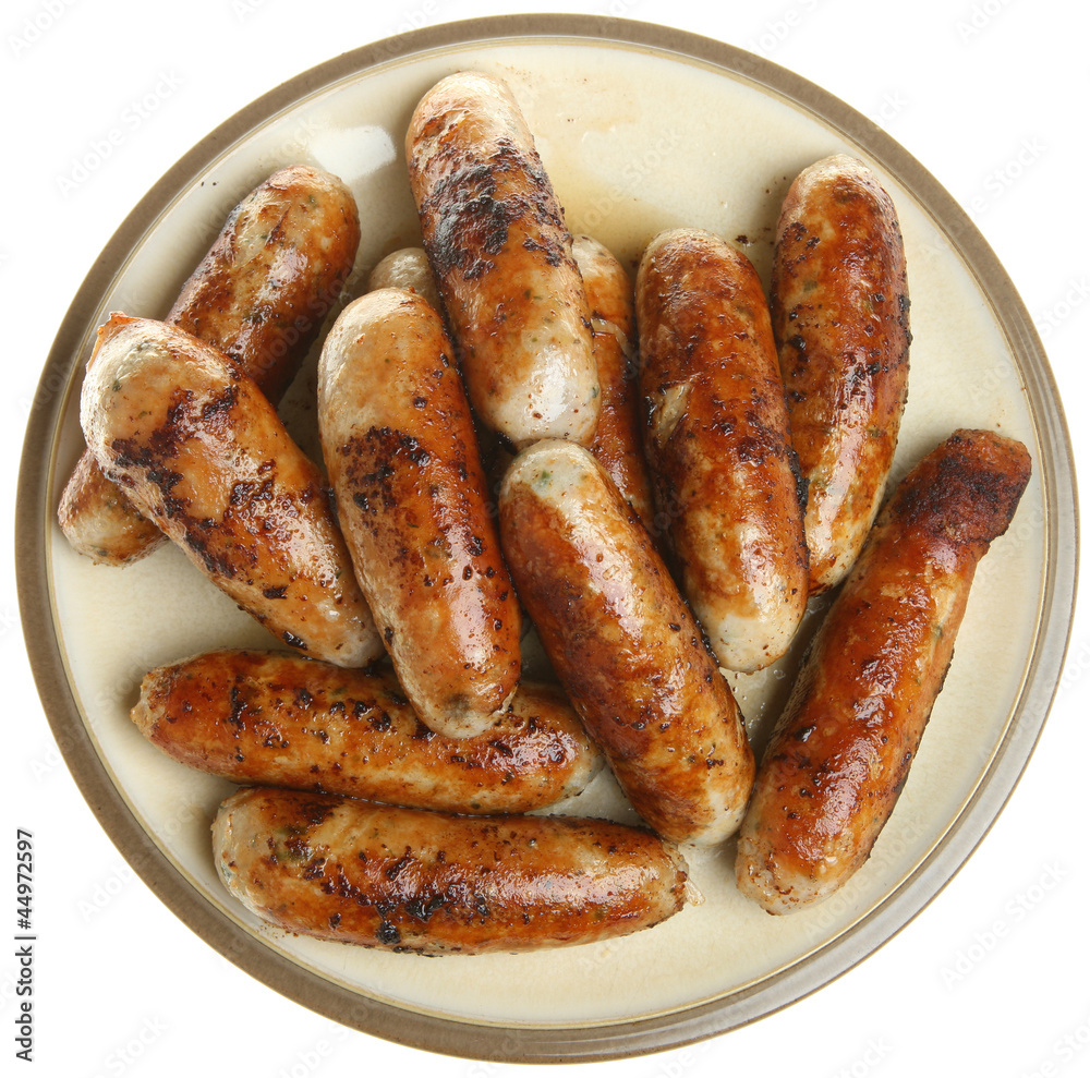 Plate of Cooked Sausages