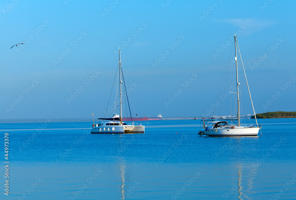 Yacht in Caribbean sea, Cuba