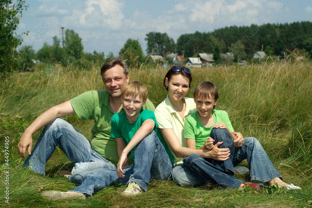 Smiling family having fun