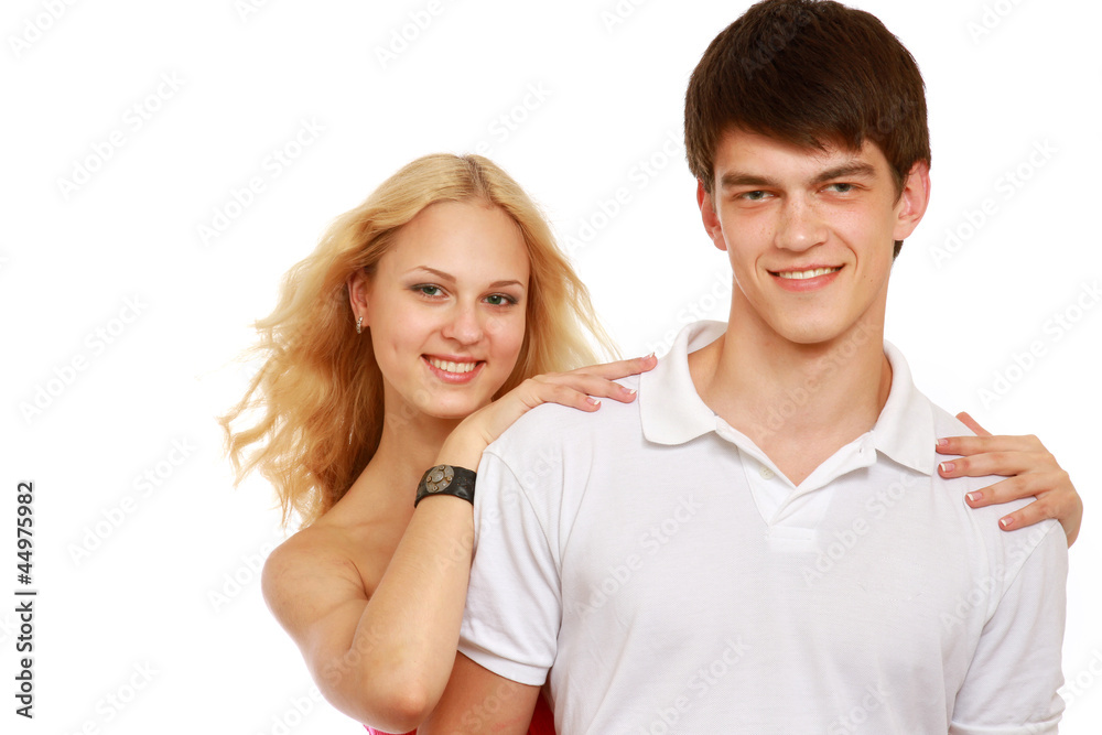 Shot of a young couple, isolated on white Shot of a young couple, isolated on white